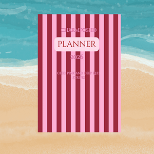CHARMPOSH® PLANNER 2026 CHIC PINK AND DEEP RED STRIPES main