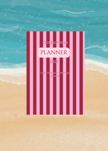 CHARMPOSH® PLANNER 2026 CHIC PINK AND DEEP RED STRIPES main