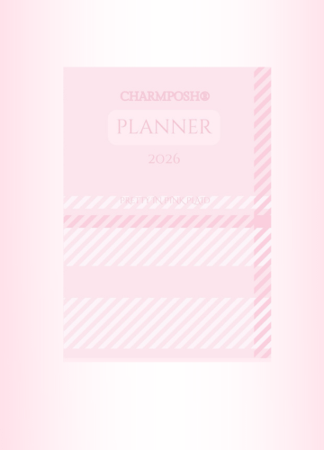 CHARMPOSH® PLANNER 2026 – PRETTY IN PINK PLAID hardcover